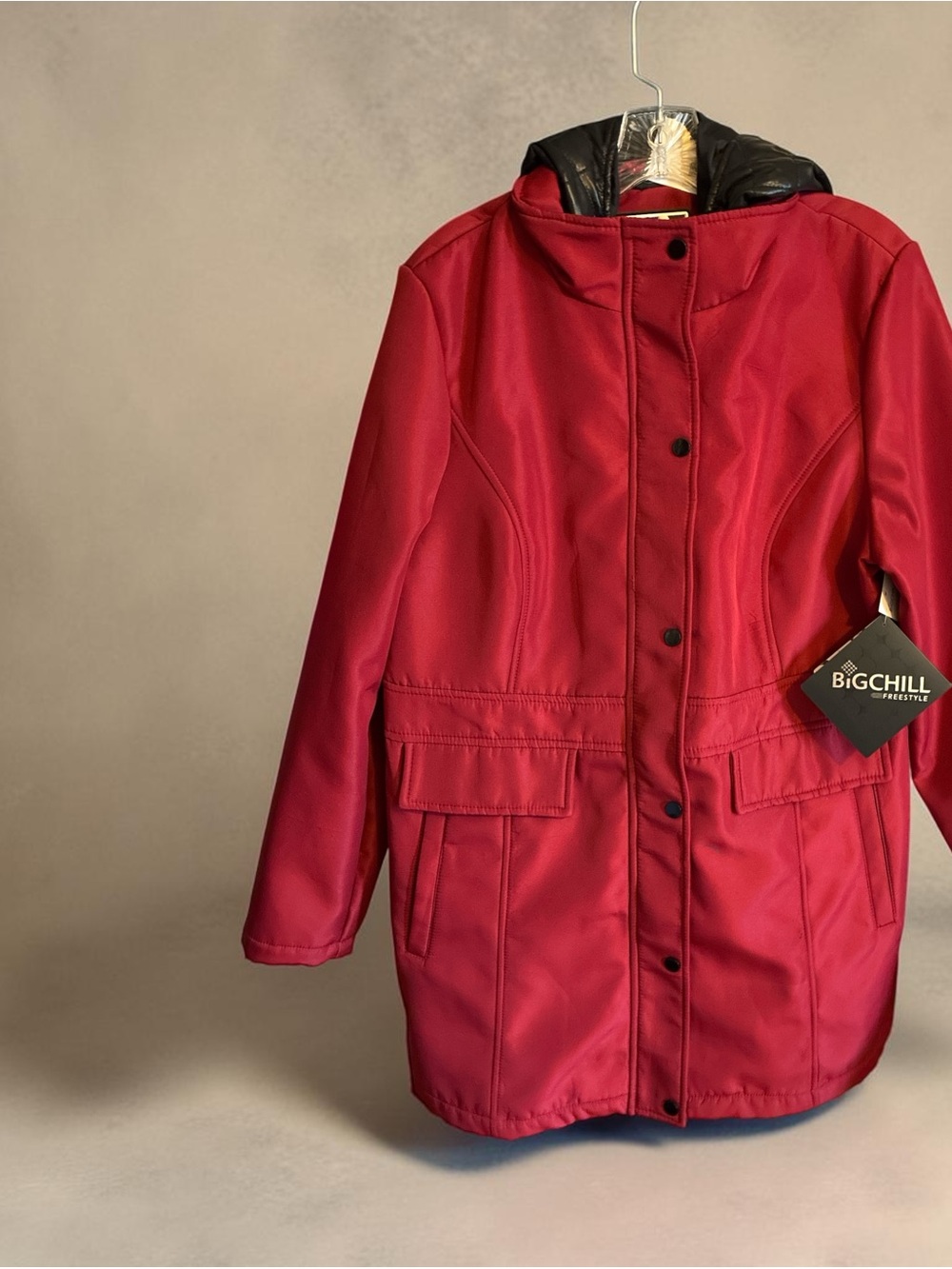 Big Chill Red Women's Hooded Trench Coat